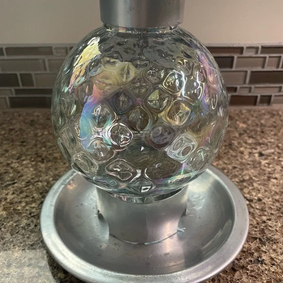 Silver Bird Lantern with Glass Globe - Picture 3 of 5